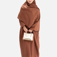 Linen Abaya Front Closed - Brown