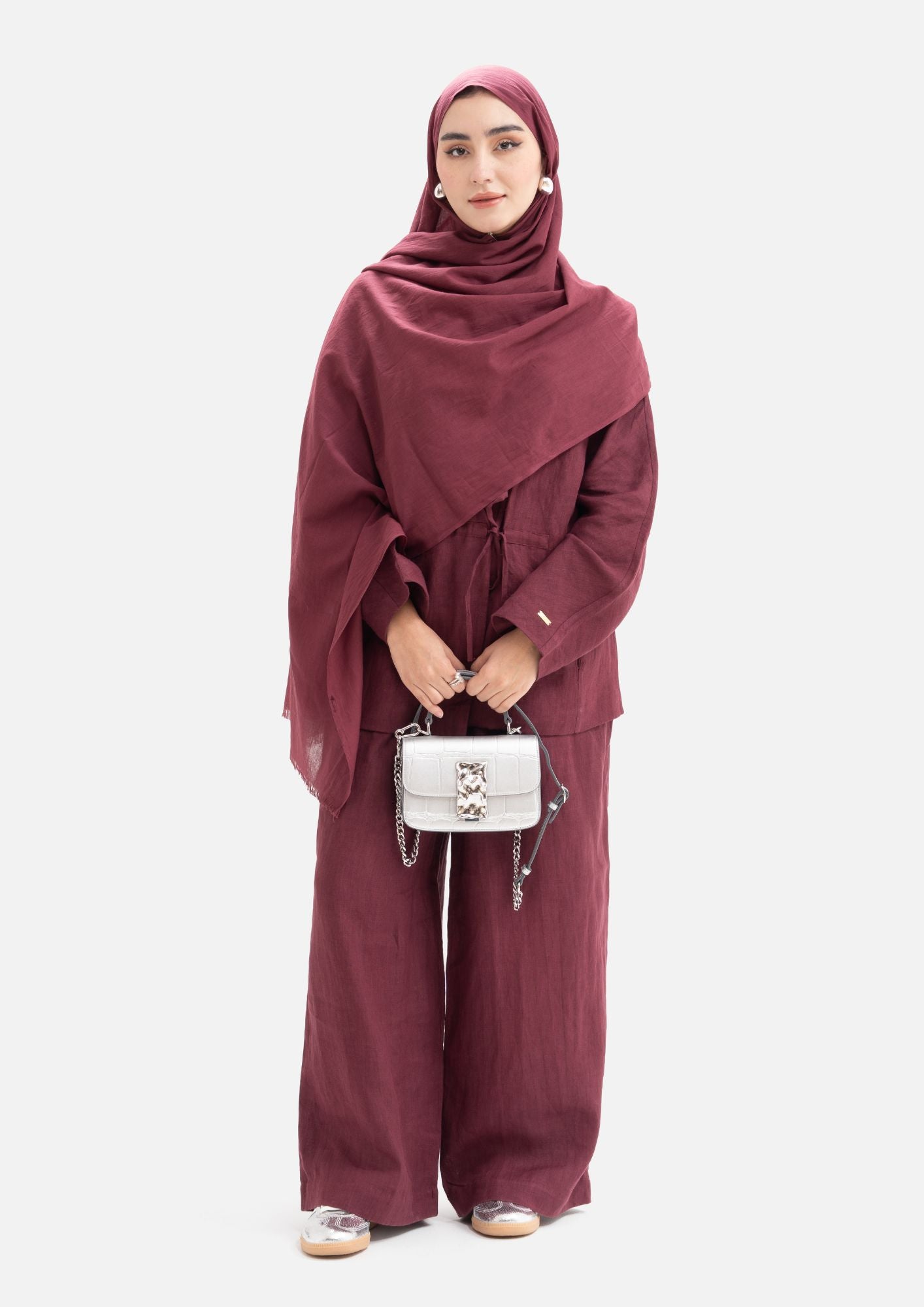 Linen Kimino Set - Maroon