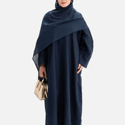 Linen Abaya Front Closed - Blue