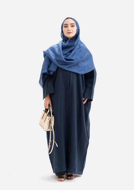 Linen Abaya Front Open - Blue