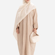 Linen Abaya Front Open - Beige