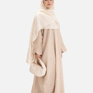 Linen Abaya Front Open - Beige
