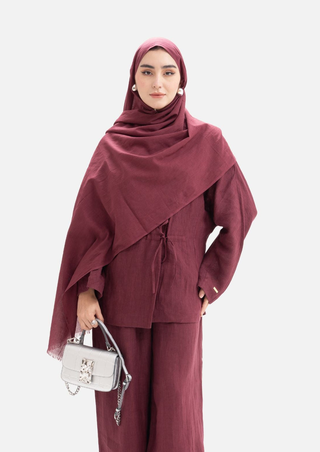 Linen Kimino Set - Maroon