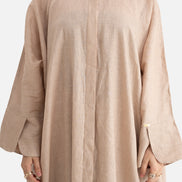 Linen Abaya Front Open - Beige