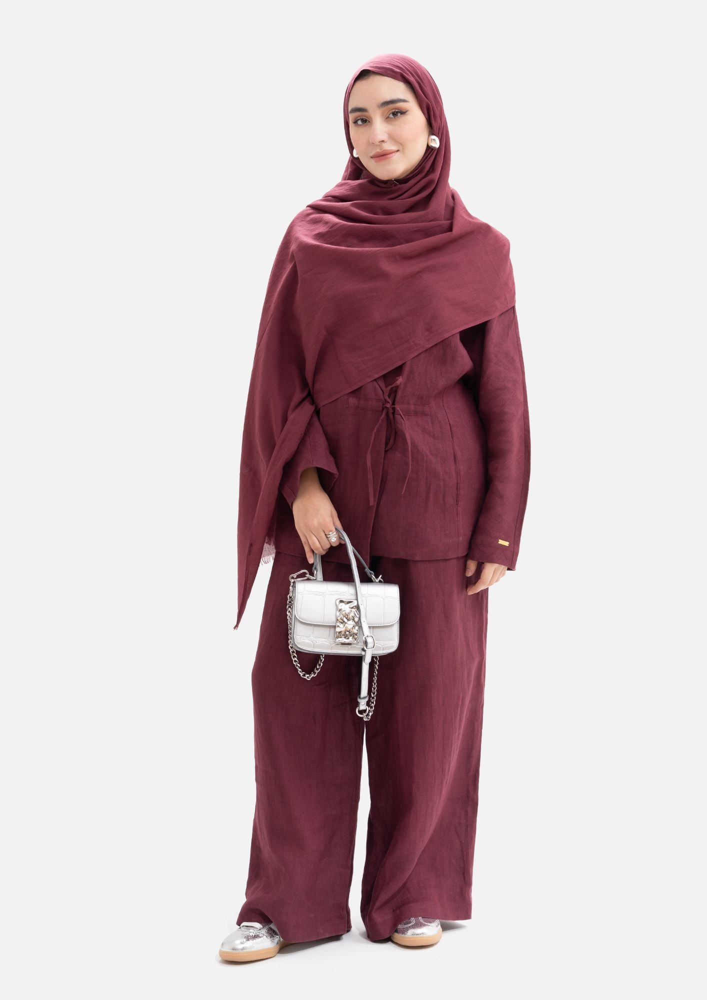 Linen Kimino Set - Maroon