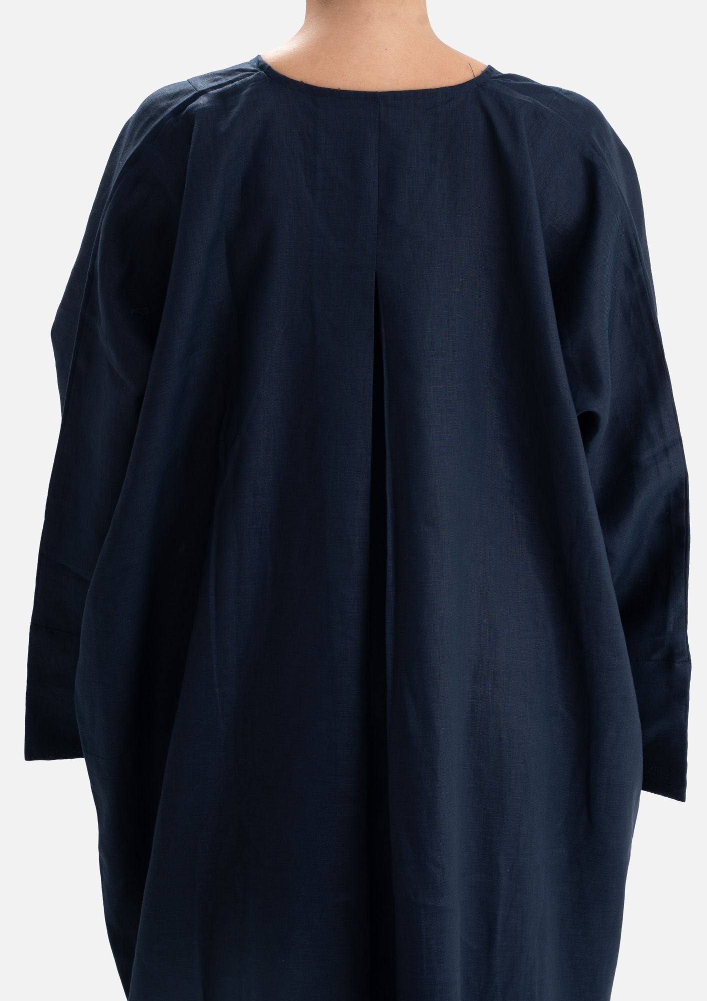 Linen Abaya Front Closed - Blue