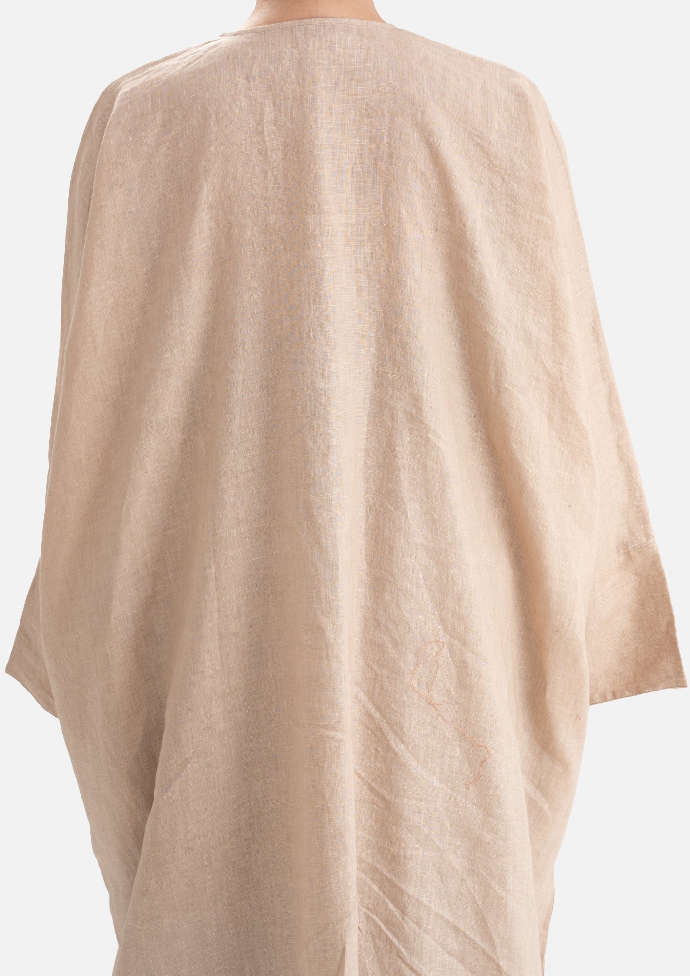 Linen Abaya Front Open - Beige