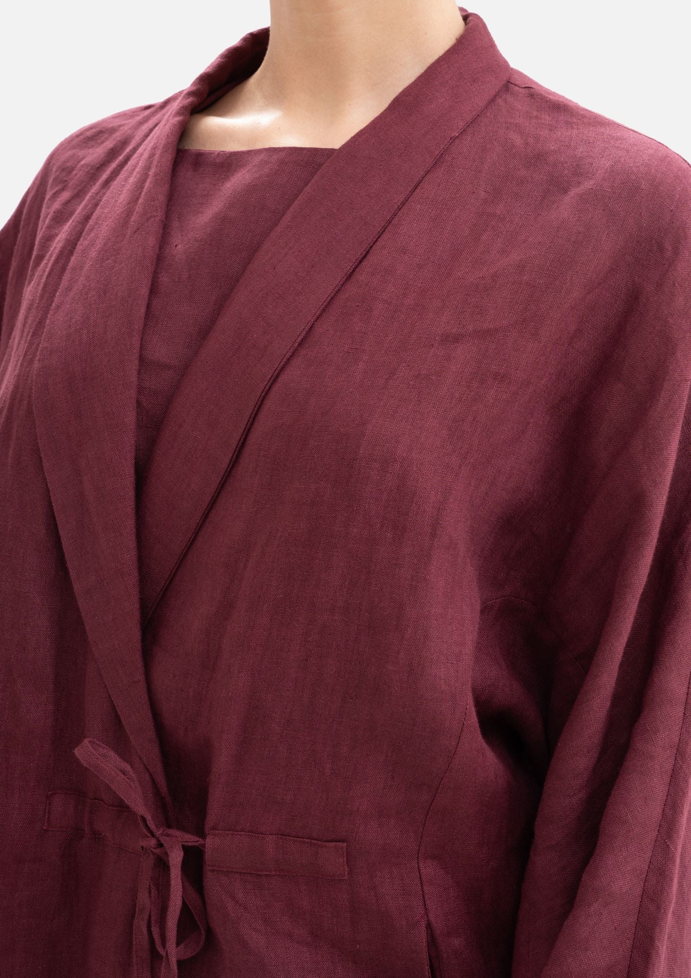 Linen Kimino Set - Maroon