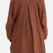Linen Abaya Front Closed - Brown