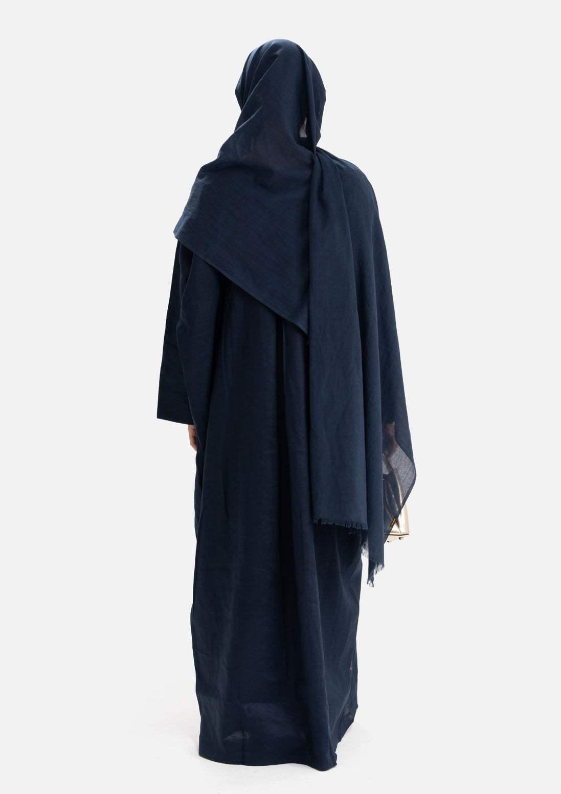 Linen Abaya Front Closed - Blue