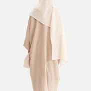 Linen Abaya Front Open - Beige