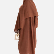 Linen Abaya Front Closed - Brown